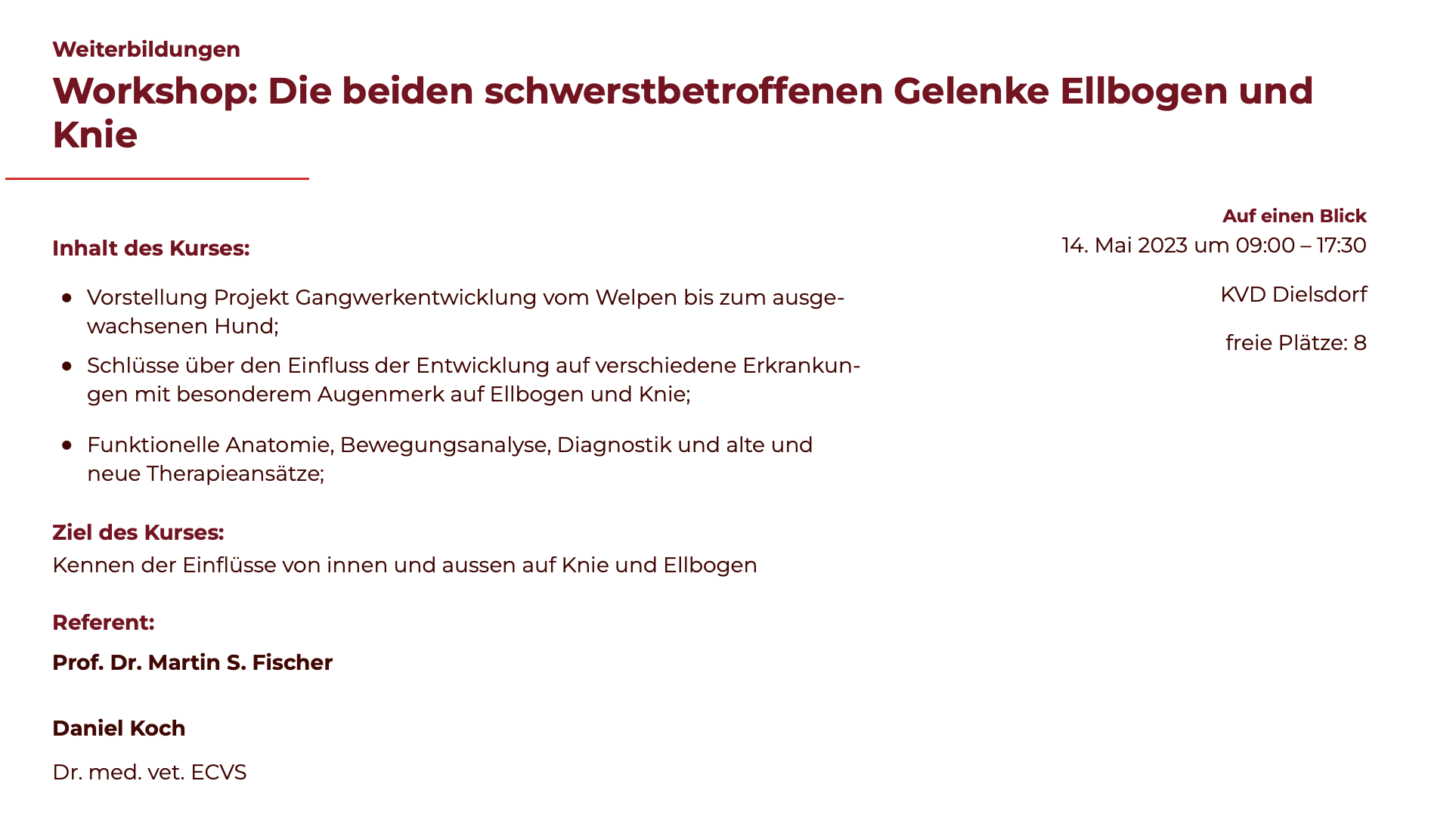 Workshop: Die beiden schwerstbetroffenen Gelenke Ellbogen und Knie