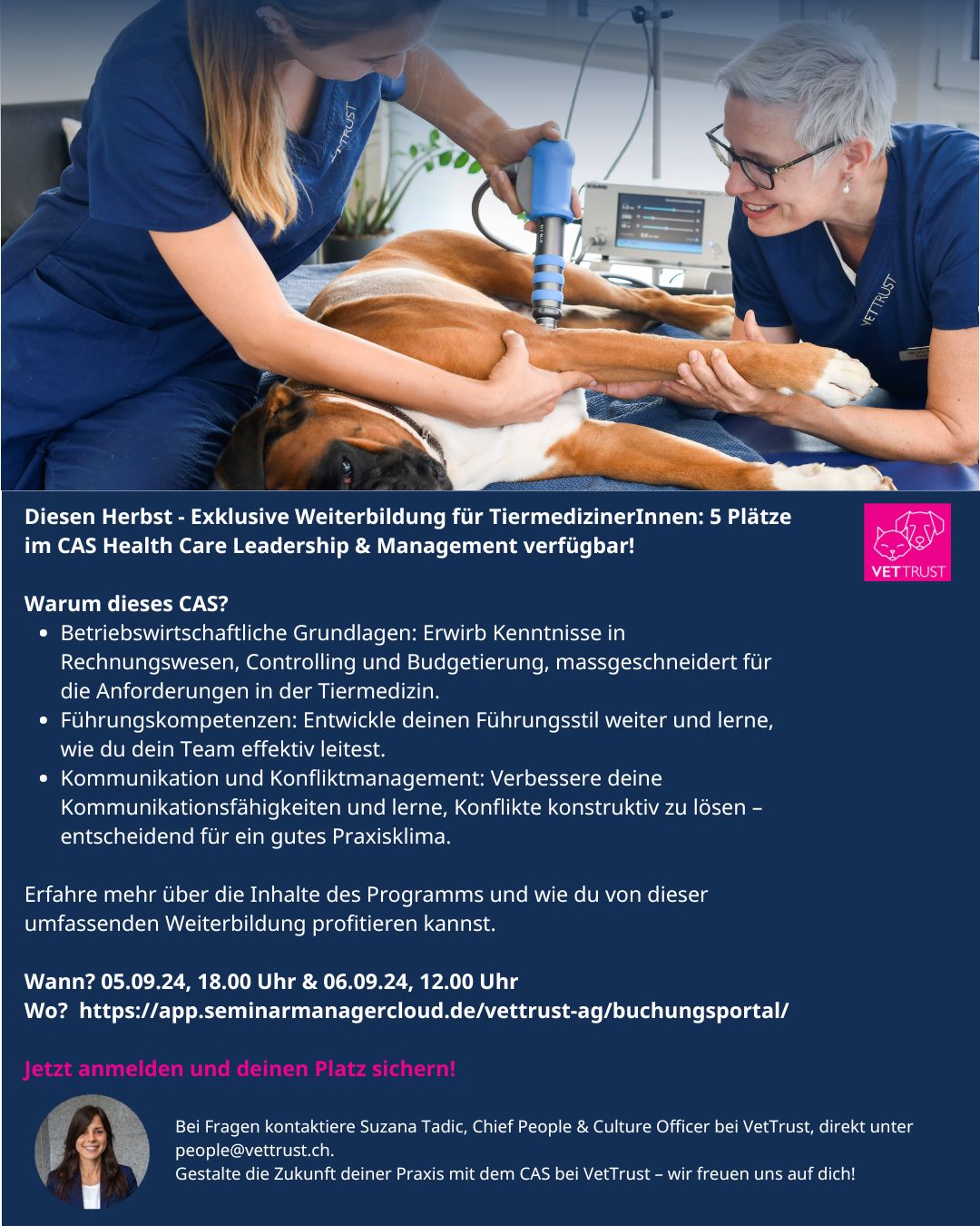 Informationsveranstaltung zum CAS Veterinary Health Care Leadership & Management
