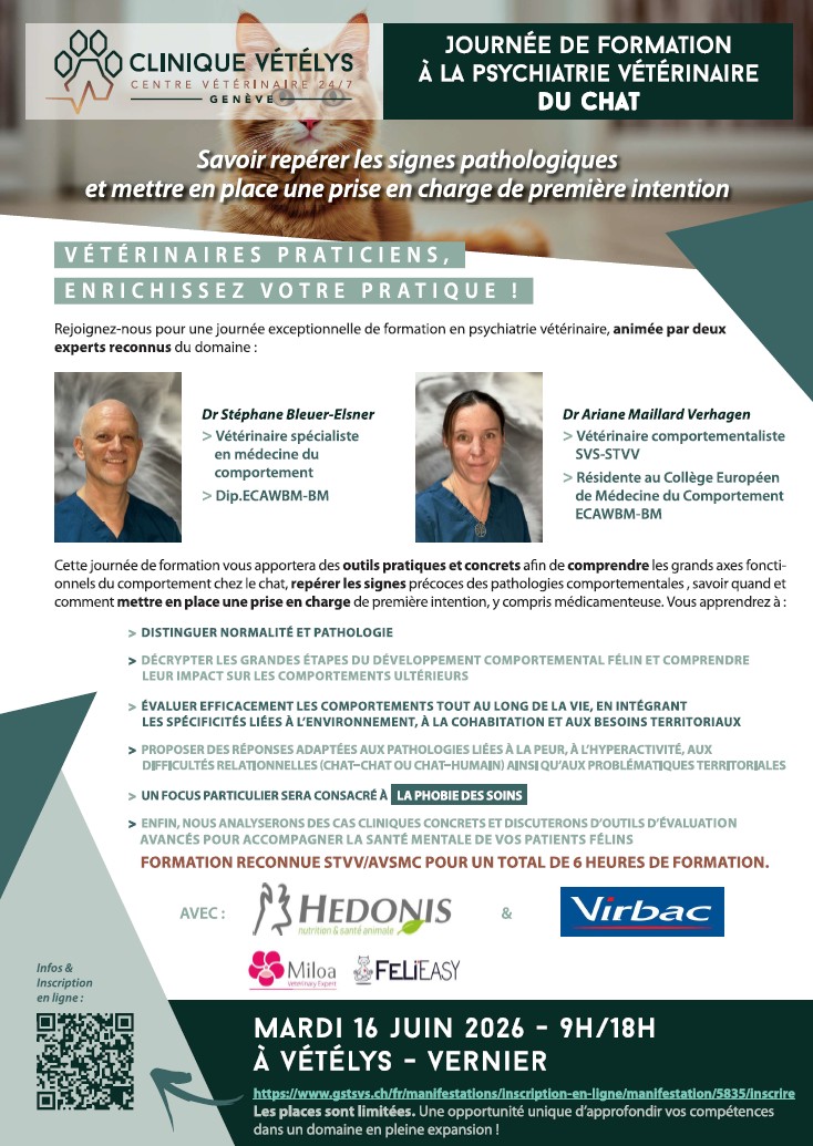 Journée de formation à la psychiatrie vétérinaire du chat