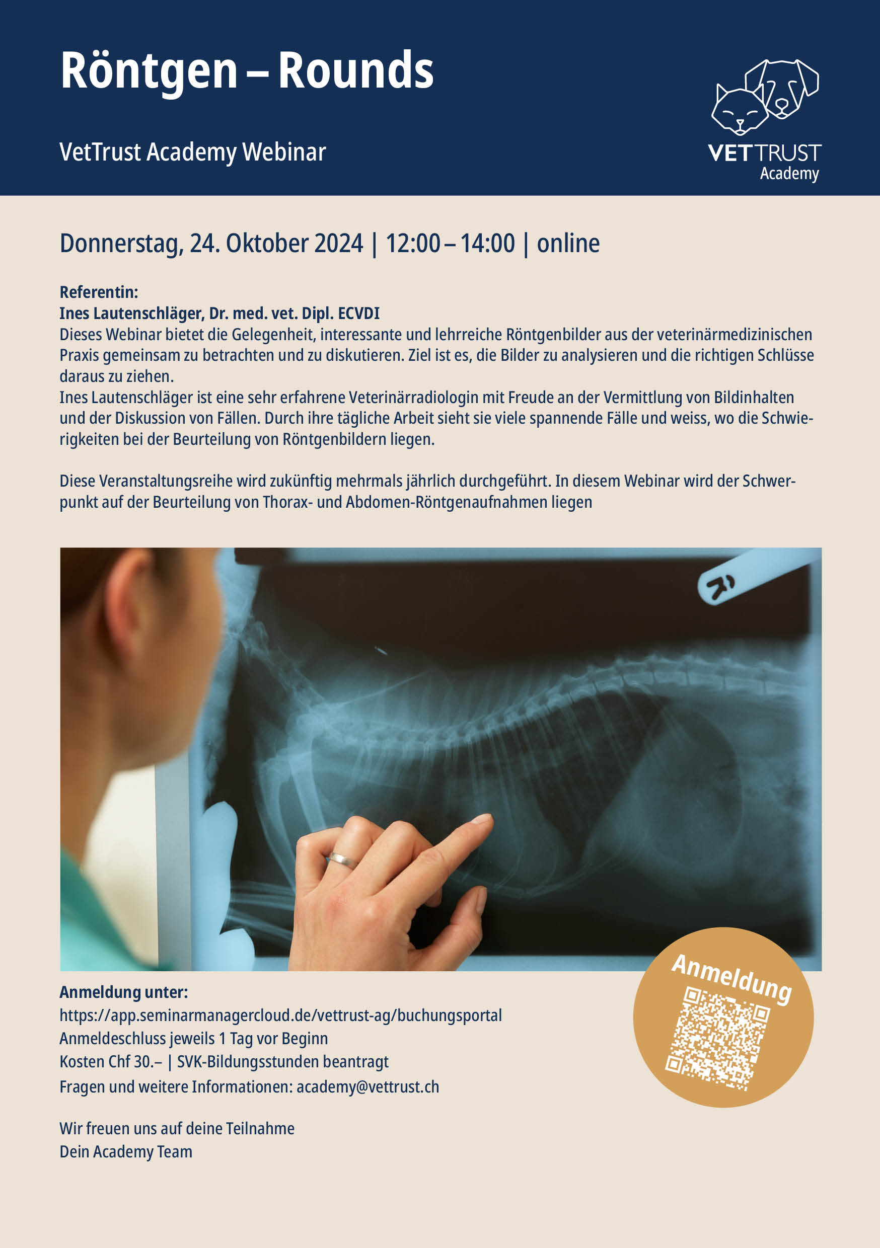 VetTrust Academy Online Weiterbildung: Röntgen-Rounds mit Ines Lautenschläger 