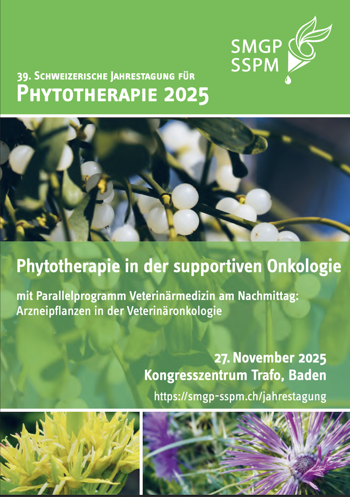 39. Schweizerische Jahrestagung für Phytotherapie «Phytotherapie in der supportiven Onkologie» Parallelsymposium Veterinärmedizin: «Arzneipflanzen in der Veterinäronkologie»