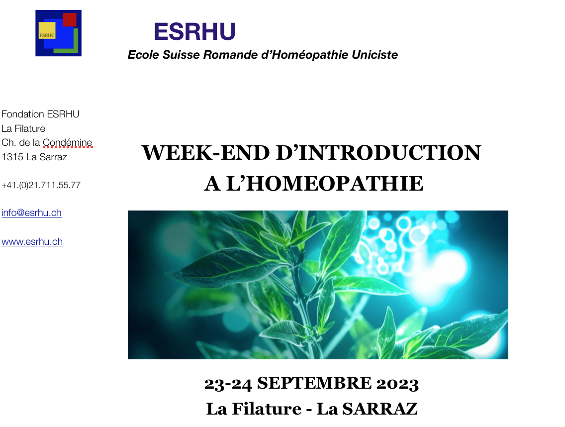 Week-end d'Introduction à l'Homéopathie